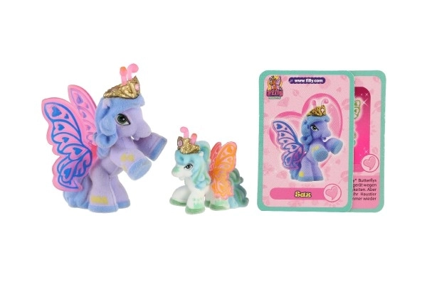 Filly Butterfly familie figuurtjes 2 stuks pluche met accessoires mix van soorten op kaart 17x16,5cm