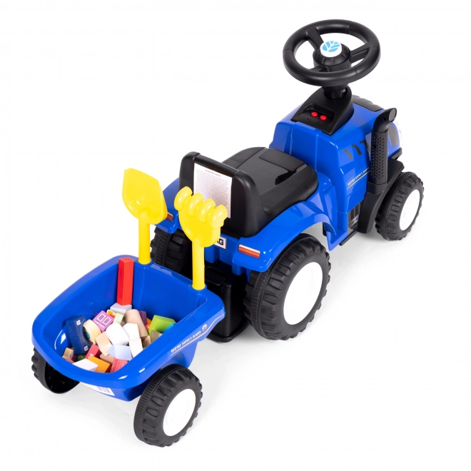 Kindertractor met aanhanger, interactief stuur, geluiden – Blauw