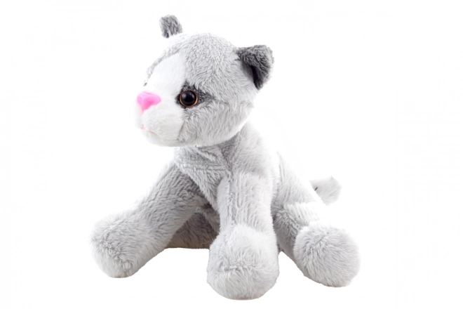 Pluchen kat grijs 15 cm