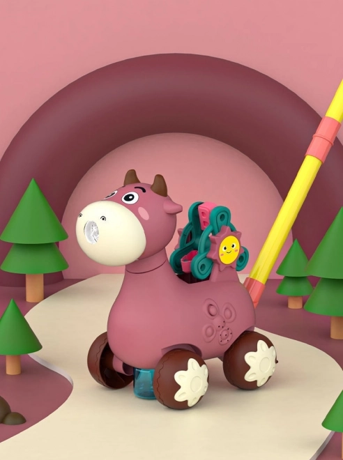Woopie Koetje met bellen en geluid roze