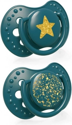 LOVI Dynamische siliconen fopspeen Stardust 0-3 m 2 stuks groen