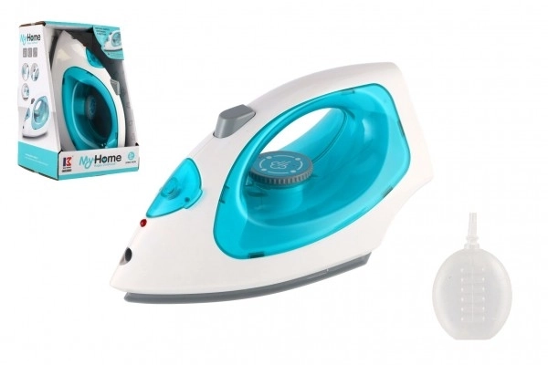 Strijkijzer stoomt plastic 22cm op batterijen met licht, geluid in doos 16x24x14cm
