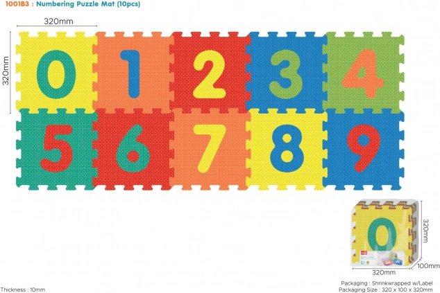 Schuimpuzzel cijfers 10 st., uitneembare stukjes, EVA-schuim, vanaf 10 maanden