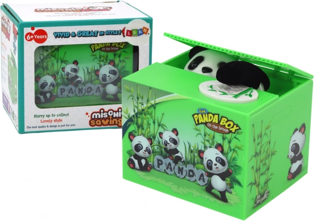 Spaarpot Panda Leren sparen Beertje Groen doosje