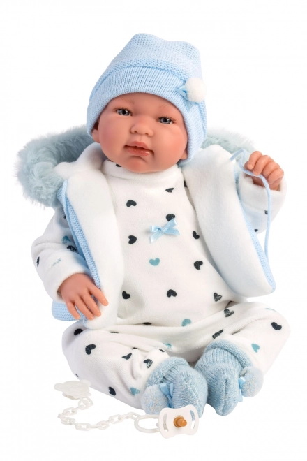 Llorens 84439 NEW BORN - realistische babypop met geluiden en zacht stoffen lichaam - 44 cm