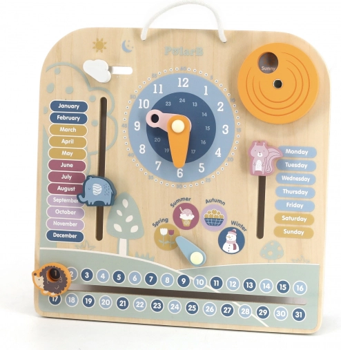Houten kalender en klok PolarB Montessori