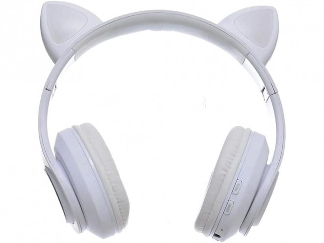 Draadloze koptelefoon bluetooth radio fm mp3 kattenoren led verlichting – Wit