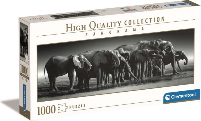 Panoramische puzzel 1000 stukjes – kudde olifanten CLEMENTONI