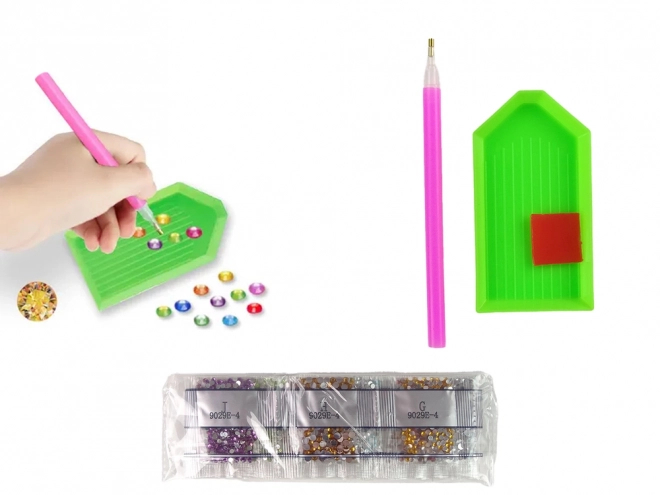 Diamond borduren stickerset Dieren tuin regenboog mozaïek