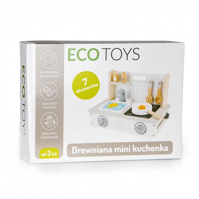 Houten mini keuken met accessoires