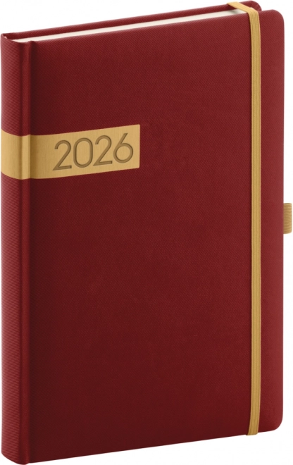 Dagboek 2026 bordeaux-goud 15 x 21 cm