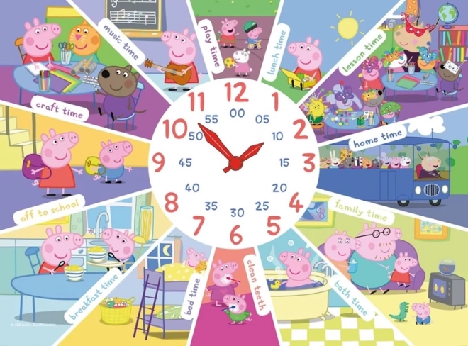 Puzzel met klok PEPPA PIG XL 60 stukjes