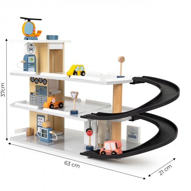 Houten garage met lift en autootjes ECOTOYS