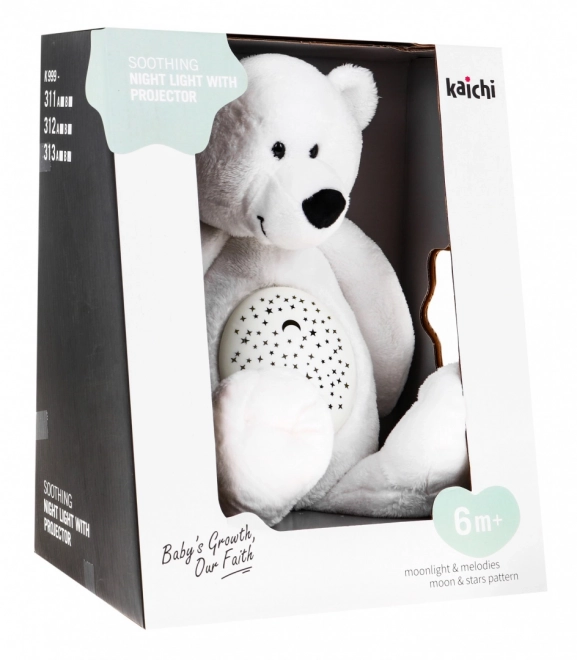 Kalmerende pluchen knuffelbeer 3-in-1 met projector en melodieën, 6 m+