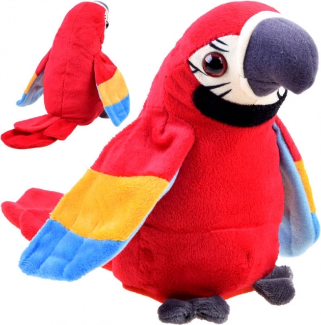 Pratende pluche papegaai met herhaling – Rood