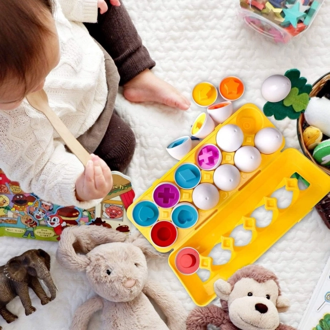 Montessori stapelbare eieren WOOPIE - Combineer vormen en kleuren