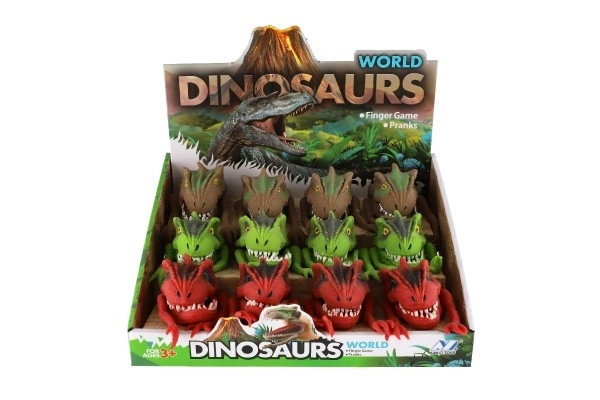 Dinopop handpoppetje 6x8cm siliconen 3 kleuren
