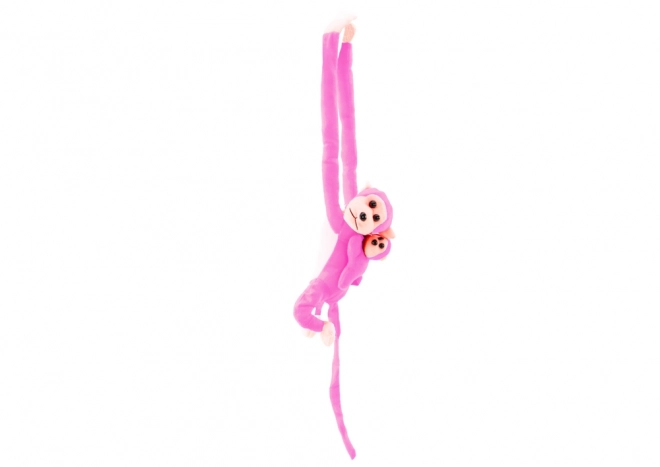 Pluchen aapje met jong roze 90 cm