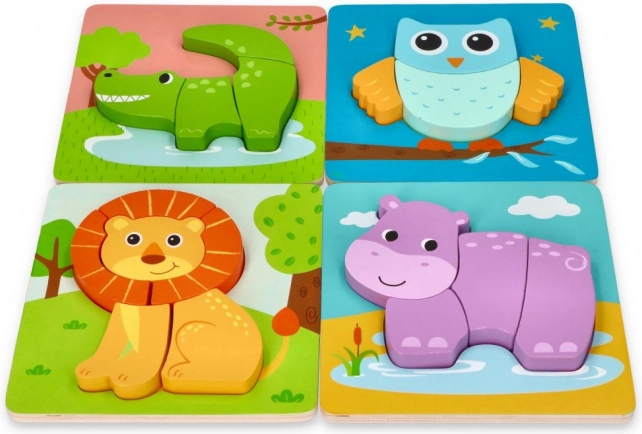 Houten dierenpuzzel set 4-in-1 voor kinderen vanaf 1 jaar
