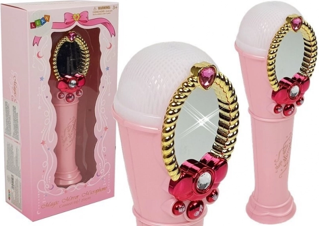 Magische roze microfoon met spiegeltje en lichtjes, USB