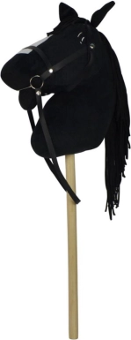 Pluchen stokpaard met geluid, 70 cm, zwart