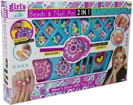 Gekleurde kralen en nagelpatronen
