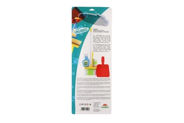 Schoonmaakset / schoonmaakster met accessoires plastic 5 stuks op kaart 21,5x57,5x5cm