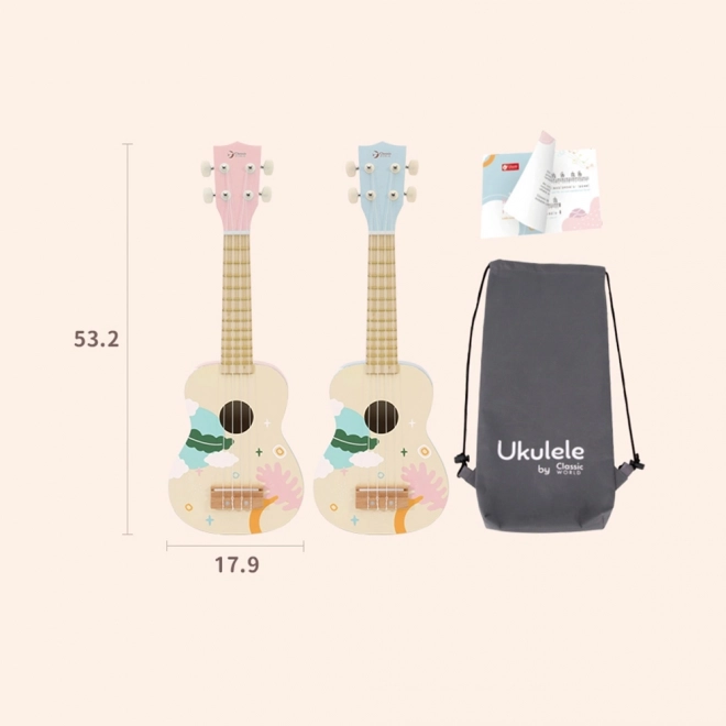 Klassieke wereld roze houten ukelele voor kinderen