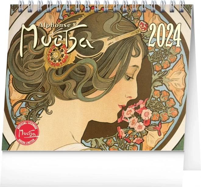 Bureaukalender Alfons Mucha 2024, 16,5 × 13 cm