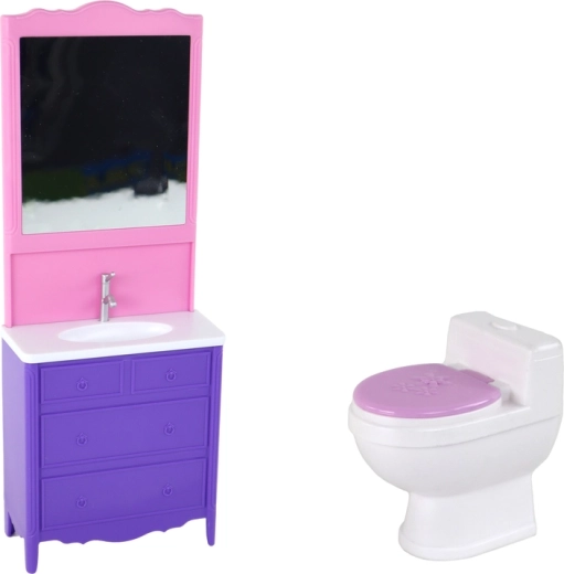 Toilet en wastafel met spiegel