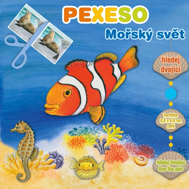Pexeso in het schrift Zeewereld met maxi kaarten