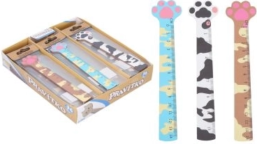 Houten liniaal met kattenpoot motief 13 cm