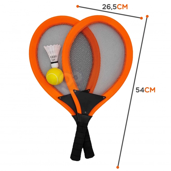 Woopie grote rackets voor tennis en badminton voor kinderen set met bal en shuttle