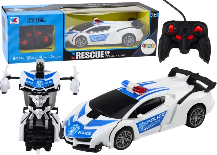 RC-politieauto 2-in-1 die transformeert in een robot met licht en geluid