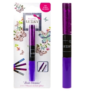Lukky 2-in-1 mascara en glitters voor wimpers, paars