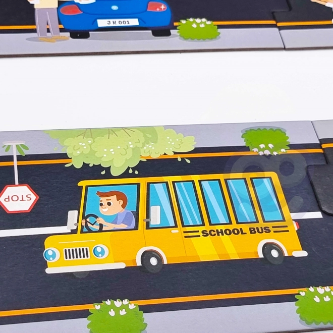 Woopie Green stads-puzzel voor kinderen - Autoweg