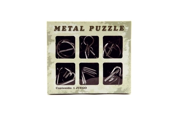 Metalen puzzel 6 stuks in doosje 14x12cm
