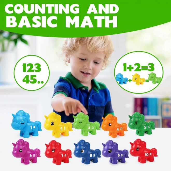 Montessori set voor het leren van cijfers en kleuren Eenhoorns