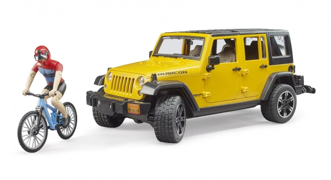 Bruder Jeep Wrangler Rubicon met fietser en fiets