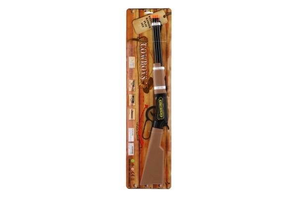 Cowboy plastic herhalend geweer/pistool 62x10cm op batterijen met licht op kaart