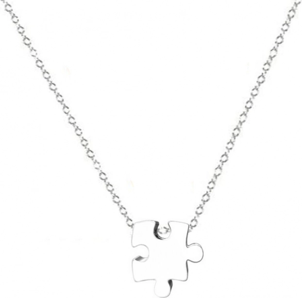 Stalen ketting met puzzel-hanger van chirurgisch staal 316L