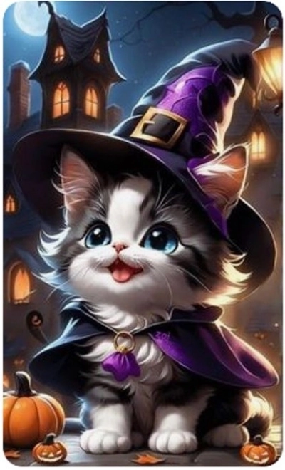 Diamantmozaïek - Kitten Halloween