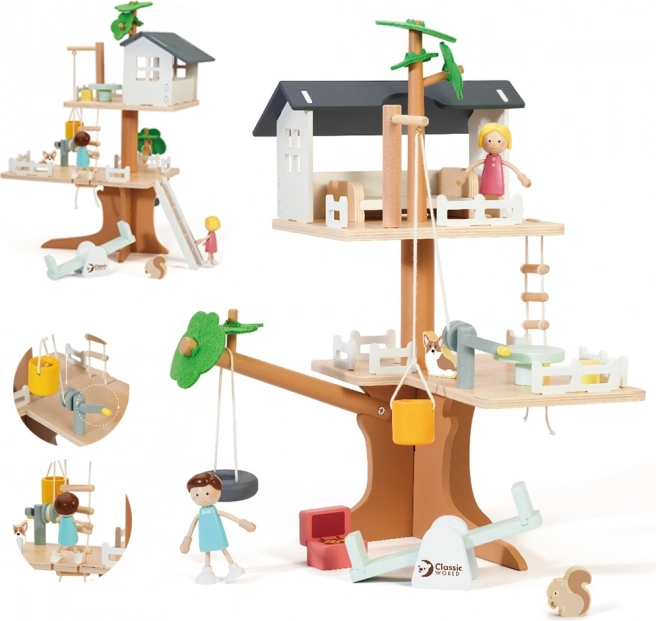 Classic World houten boomhut voor poppen, 31 stuks