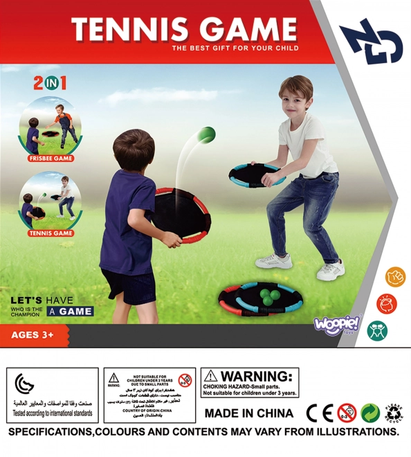 Woopie vaardigheidsspel 2-in-1 tennis frisbee