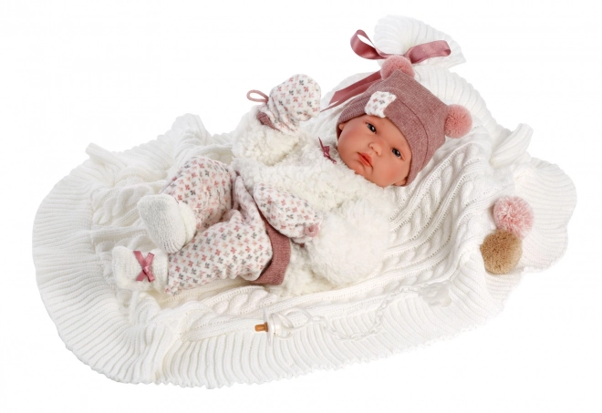 Llorens 63576 NEW BORN MEISJE - realistische baby pop met volledig vinyl lichaam - 35 cm