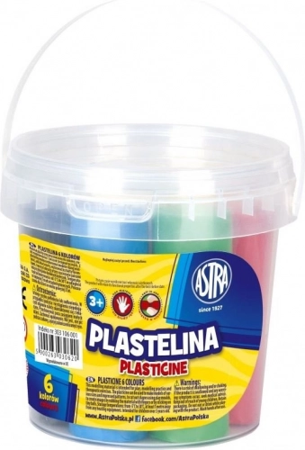 Plasteline ASTRA – set van 6 kleuren in een emmer