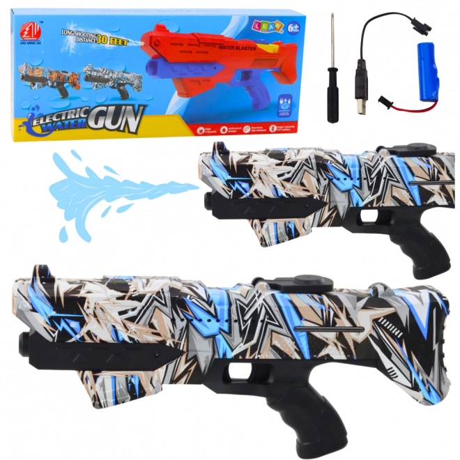 Elektrische waterpistool graffiti blauw