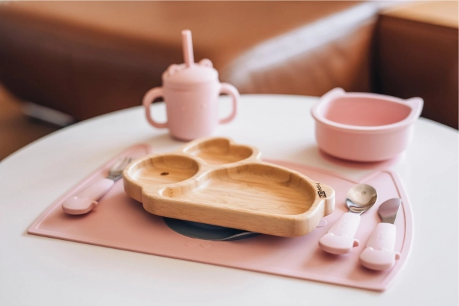 Siliconen kom met zuignapje Kat roze