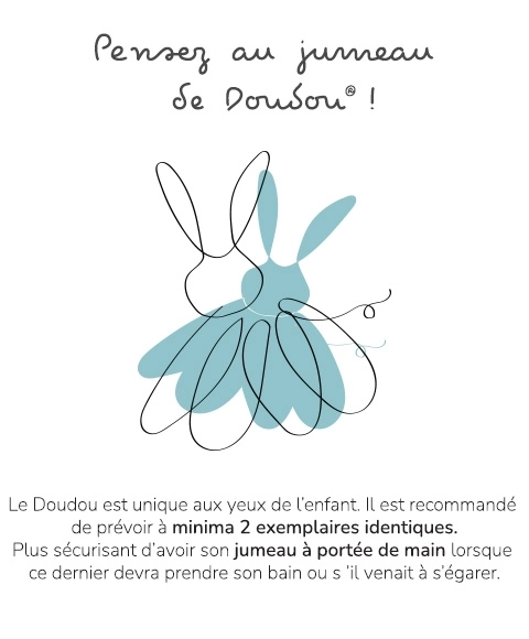 Doudou Cadeaudoos blauw - mini konijntje 17 cm