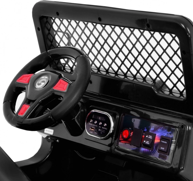 Realistisch cockpit met stuur en audiopaneel